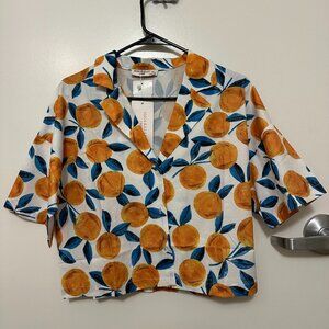 Cropped orange button up